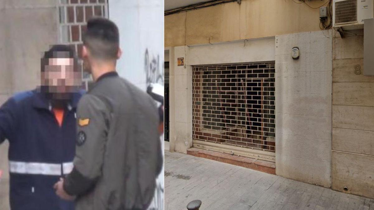 Fotograma del famoso vídeo junto a una imagen de la calle Pintor Agrasot, 10, donde sucedieron los hechos