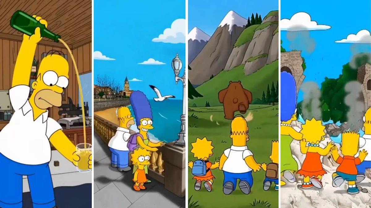 Varias escenas del vídeo de Los Simpson en Asturias