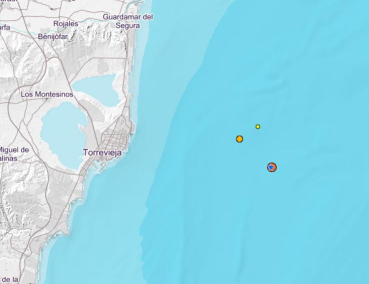 Localización de los tres pequelos terremotos registrados este jueves