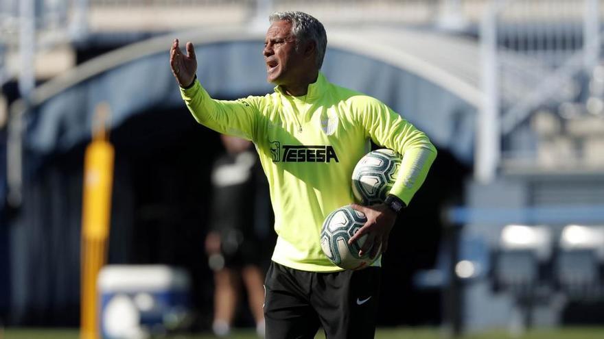 Pellicer, durante un entrenamiento con el Málaga CF