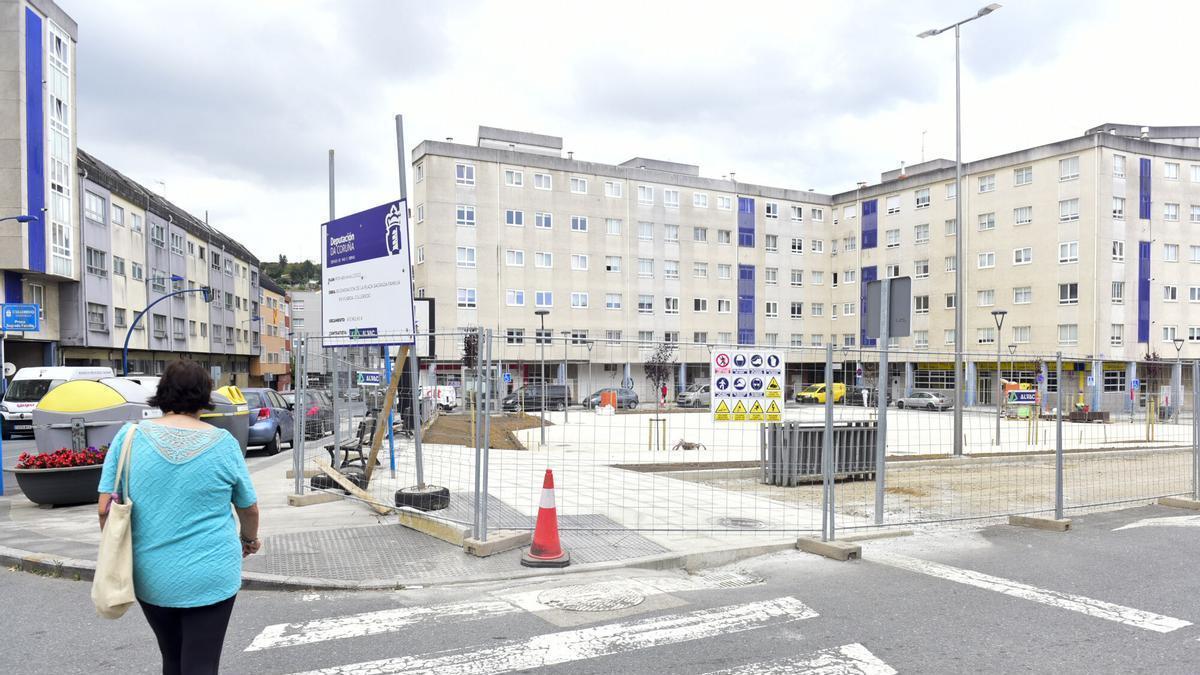 Obras de la plaza Sagrada Familia en Vilaboa, Culleredo