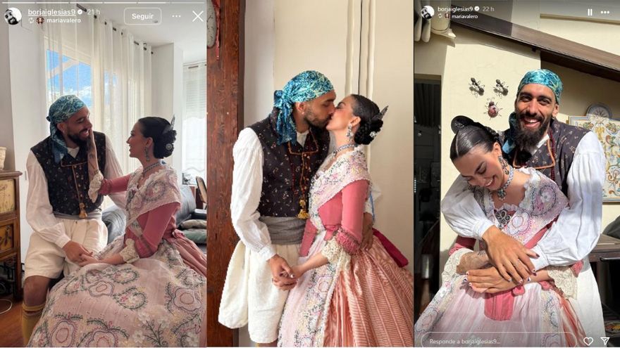 Así vive las Fallas Borja Iglesias junto a María Valero
