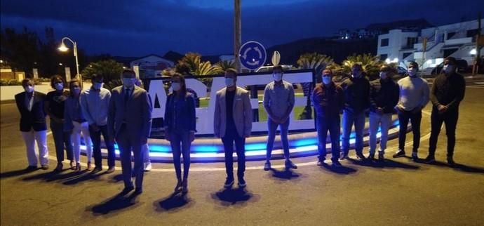 Inauguración de la primer rotonda con iluminación Led de Canarias en Agaete