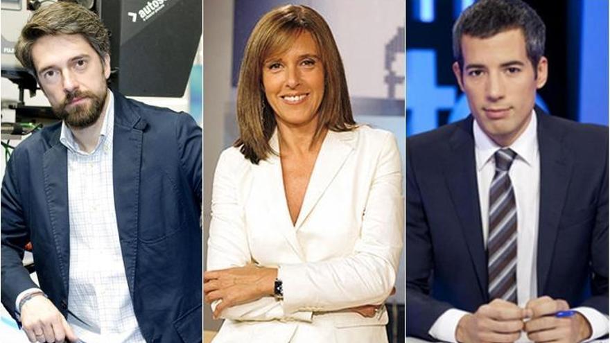 Carlos Franganillo, Ana Blanco y Oriol Nolis.