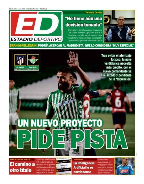 Portada ESTADIO DEPORTIVO sábado 11 julio 2020