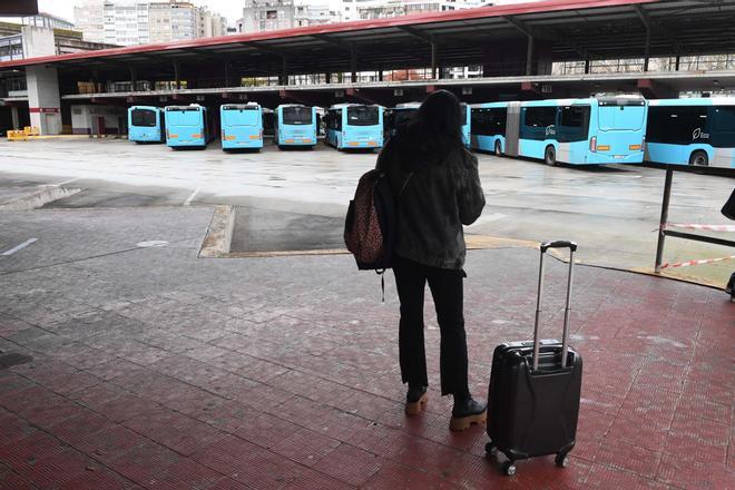 Huelga de buses sin servicios mínimos en la estación de A Coruña