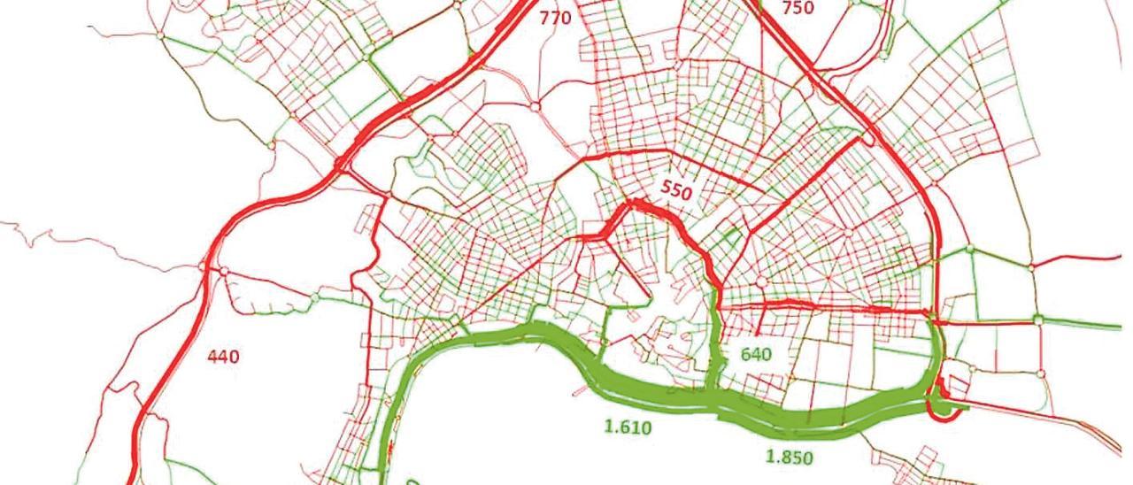 Vías que ganan y pierden tráfico con los nuevos desarrollos previstos en el PGOU.
