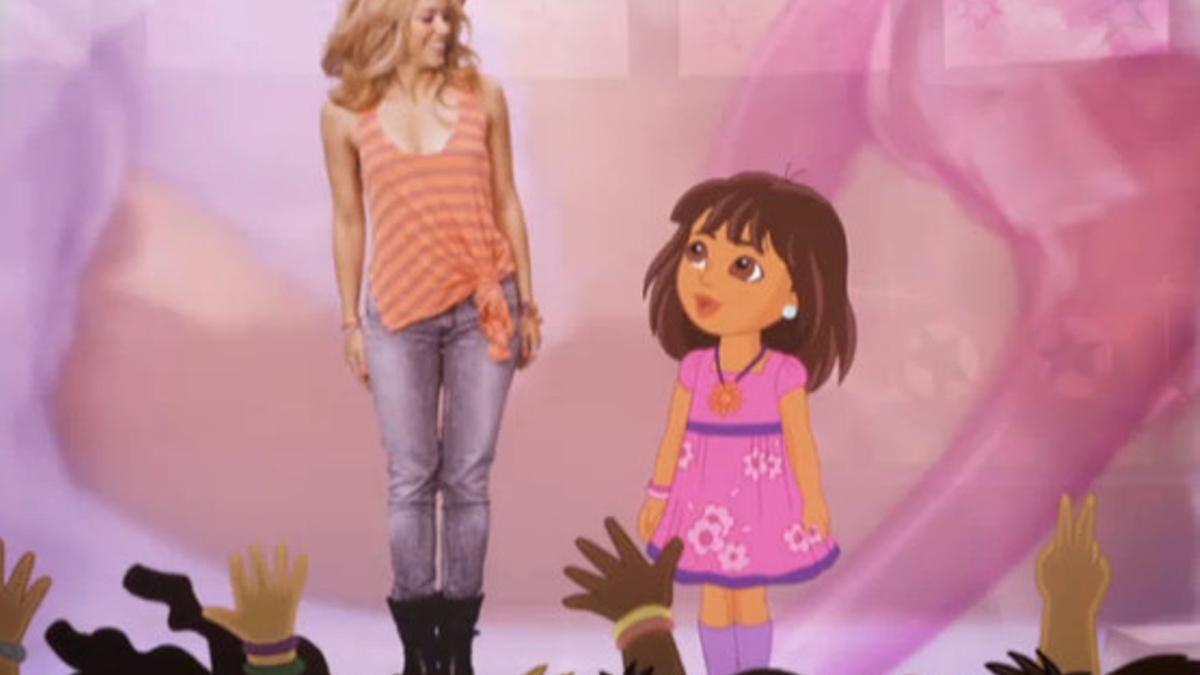 Shakira y Dora la Exploradora, personaje de una serie de animación.