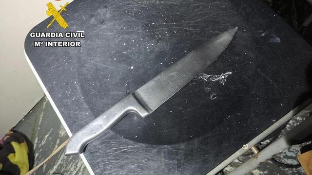 Cuchillo con el que el detenido amenazó a las dos personas en Santa Eulària