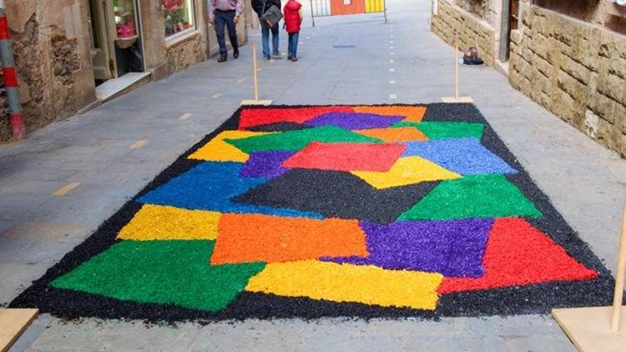 Una de les catifes confeccionades al carrer de Sant Antoni