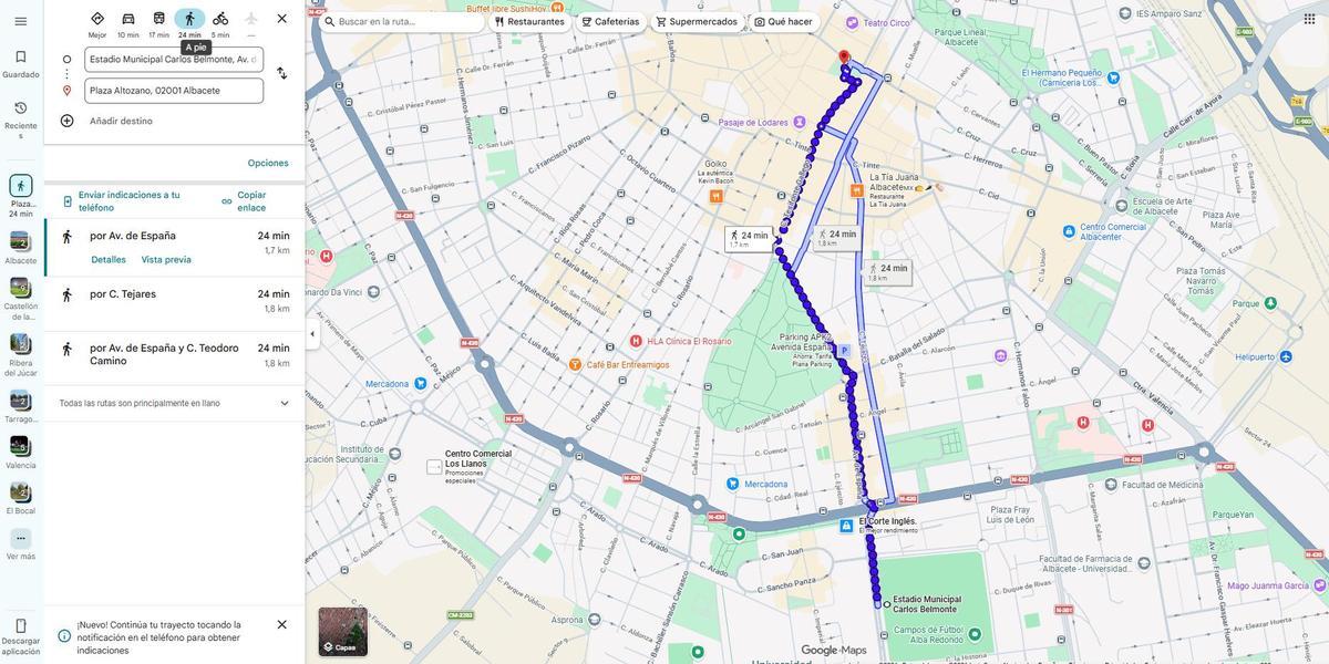 Mapa de la ciudad de Albacete.