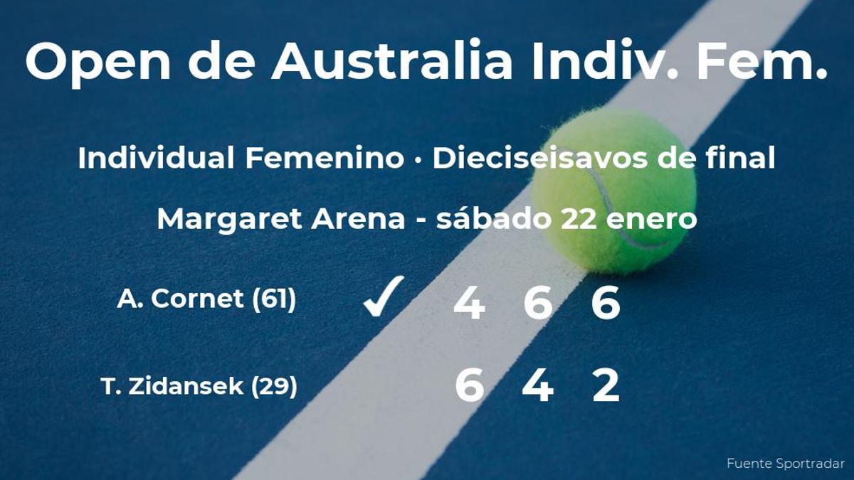 Alize Cornet llega a los octavos de final tras su triunfo contra Tamara Zidansek