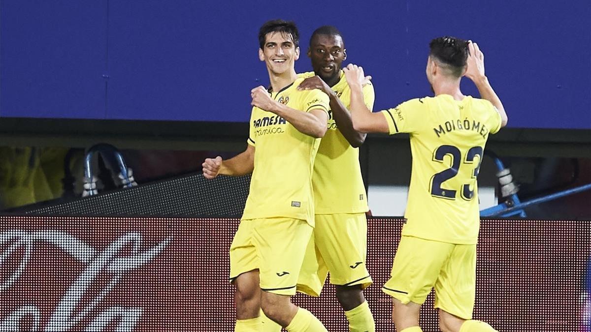 Gerard Moreno celebra un gol del Villarreal ante el Eibar