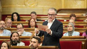 El presidente del grupo de ERC en el Parlament, Josep Maria Jové, este miércoles durante la sesión de control