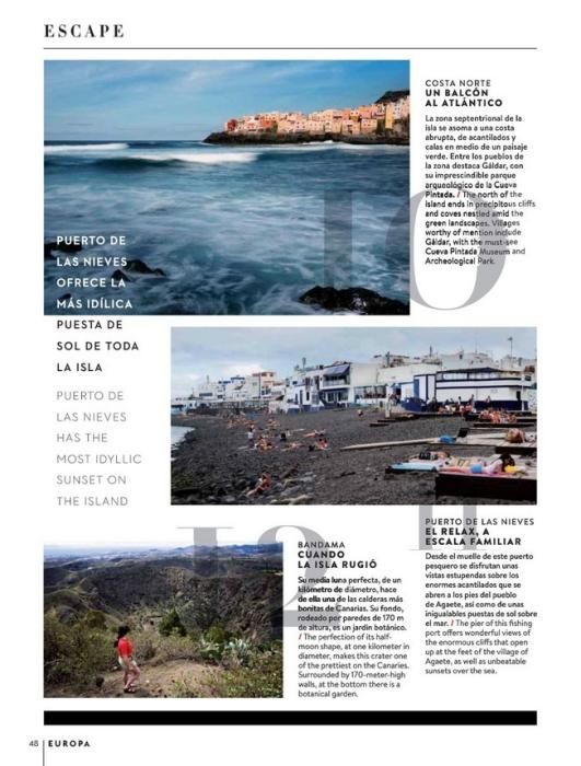 Reportaje turístico sobre Gran Canaria en la revista de Air Europa