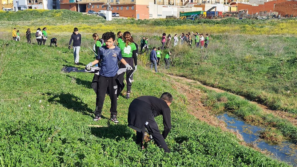 Zona del arroyo Charnecal, próxima a Las Mercedes, en una actividad escolar de concienciación.