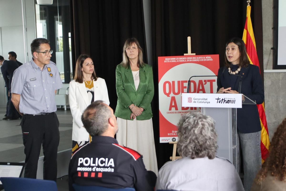La consellera de Interior, Núria Parlon, en la presentación de la prueba, este lunes, en el CAT112 de Reus.