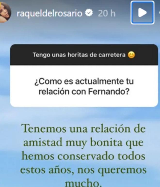 Story de Raquel del Rosario refiriéndose a Fernando Alonso