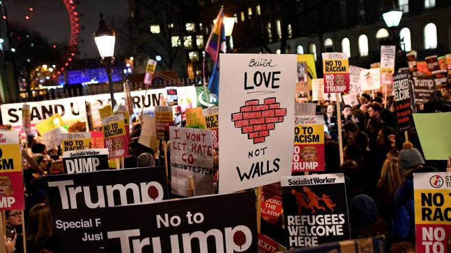 Protestas contra Trump este lunes en Londres.