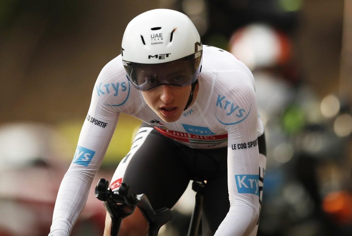 Cycling - Tour de France - Stage 20 - Lure to La Planche des Belles Filles - France - September 19, 2020. UAE Team Emirates rider Tadej Pogacar of Slovenia, wearing the white jersey for best young rider, in action. REUTERS/Stephane Mahe