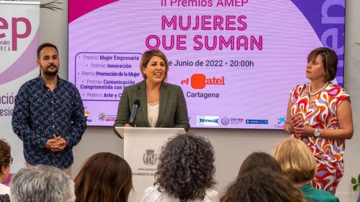 Noelia Arroyo interviene durante el acto de presentación. | AYTO. CARTAGENA