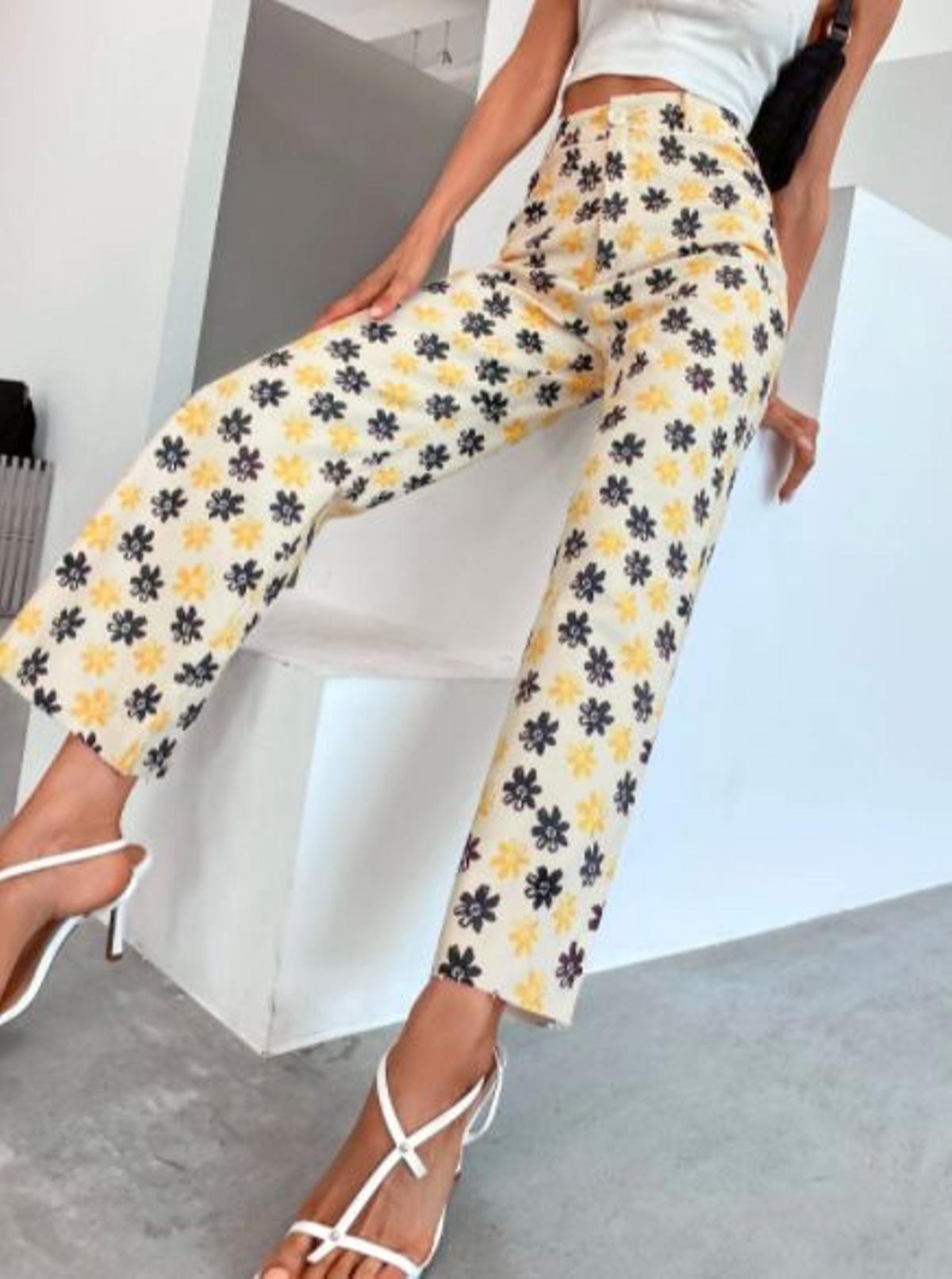 Pantalones de pernera ancha con estampado floral de Shein