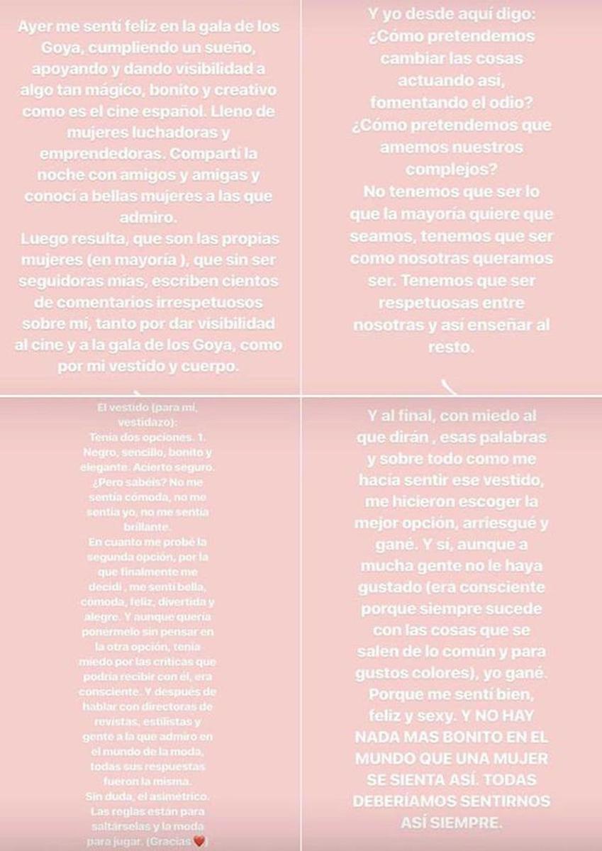 Dulceida se defiende ante las críticas en su Stories