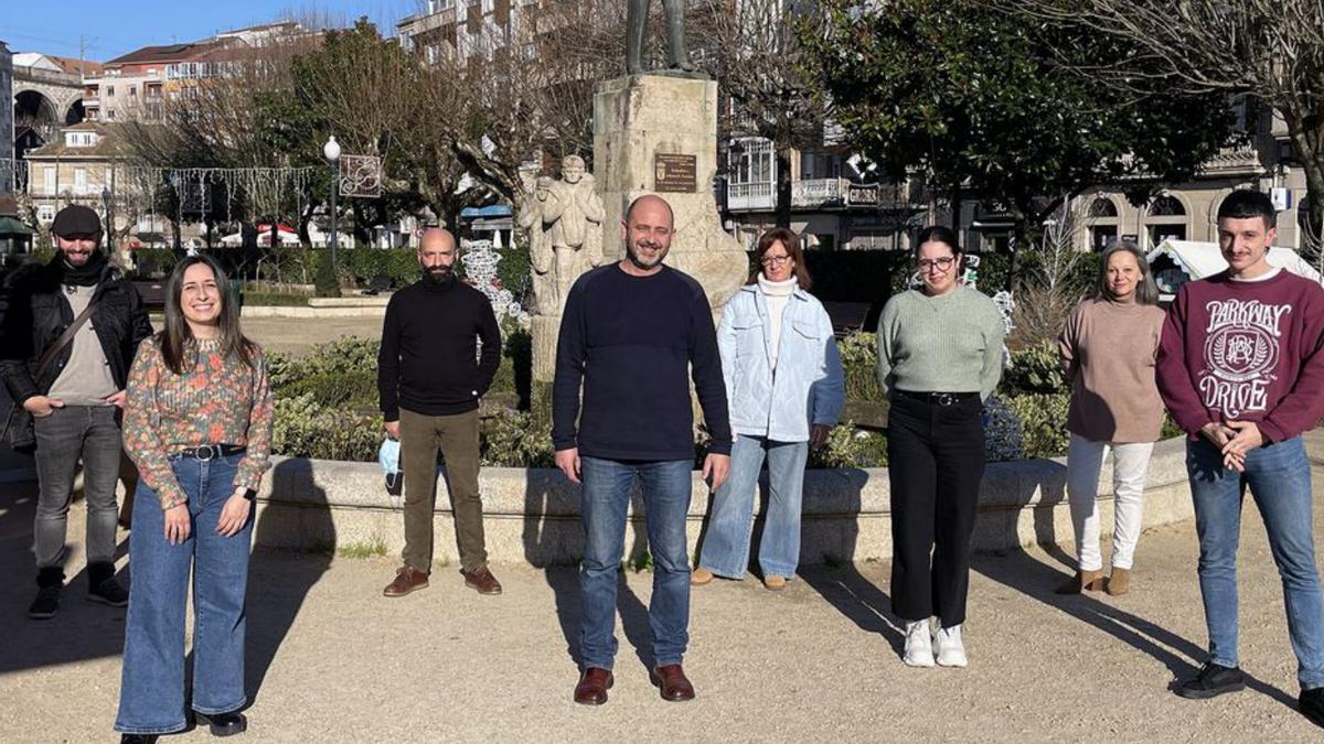 Xavier Balsas, en el centro, junto al resto de la dirección del BNG.