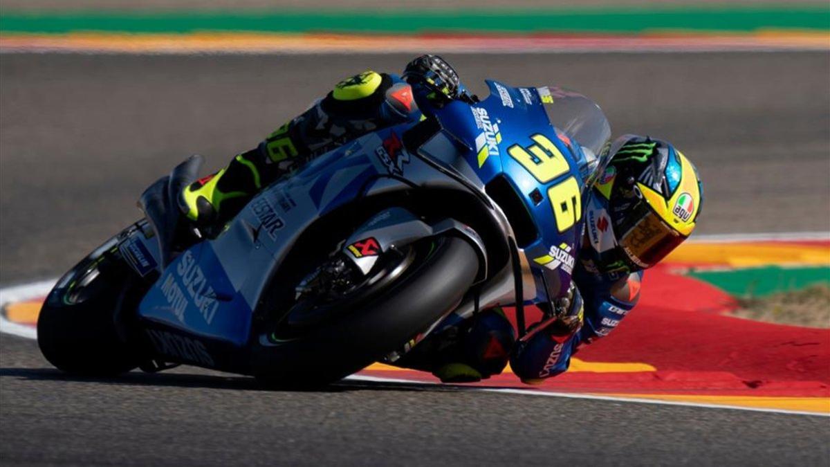 Joan Mir durante el entrenamiento en el GP de Aragón