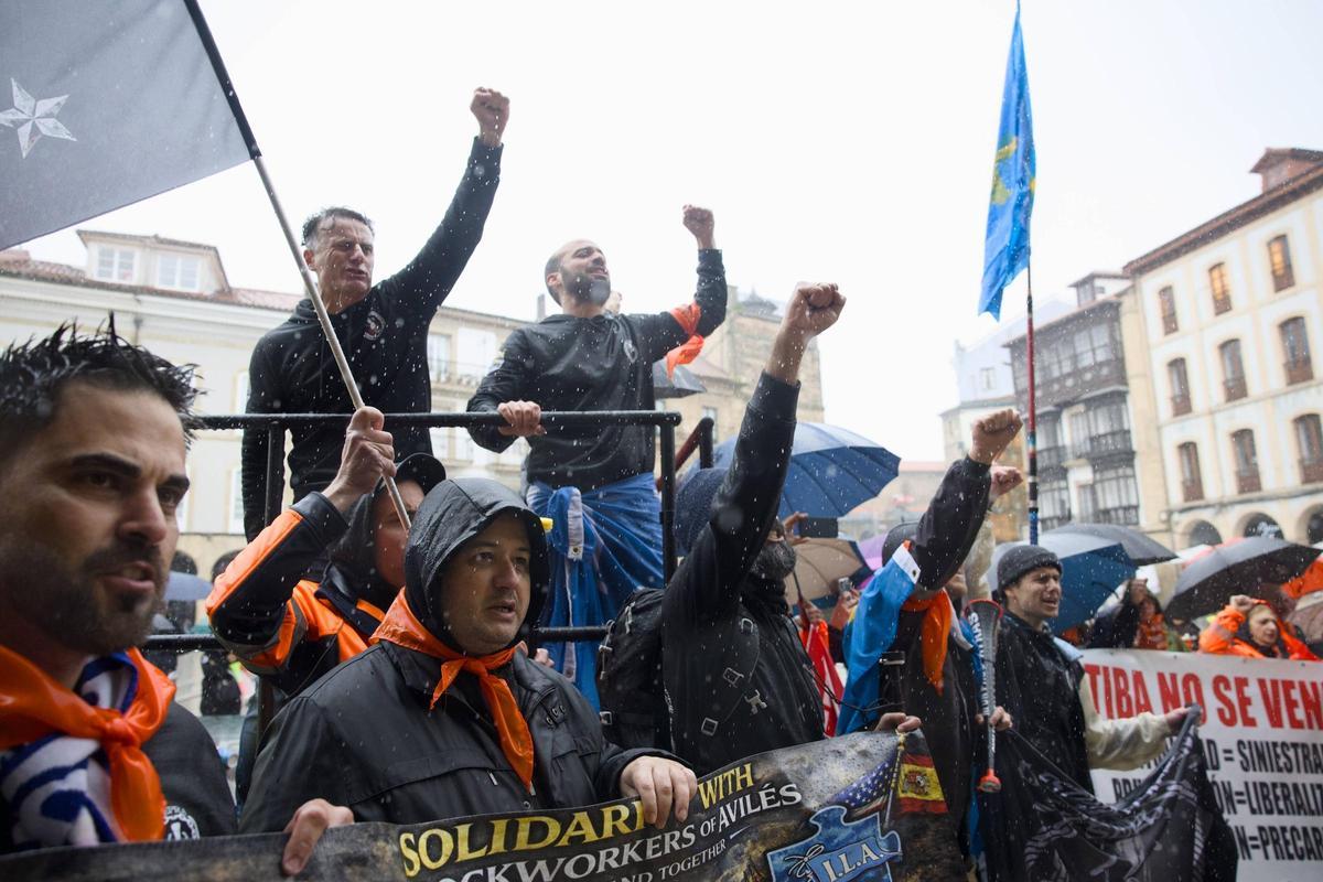 Protestas de los estibadores el pasado 14 de marzo