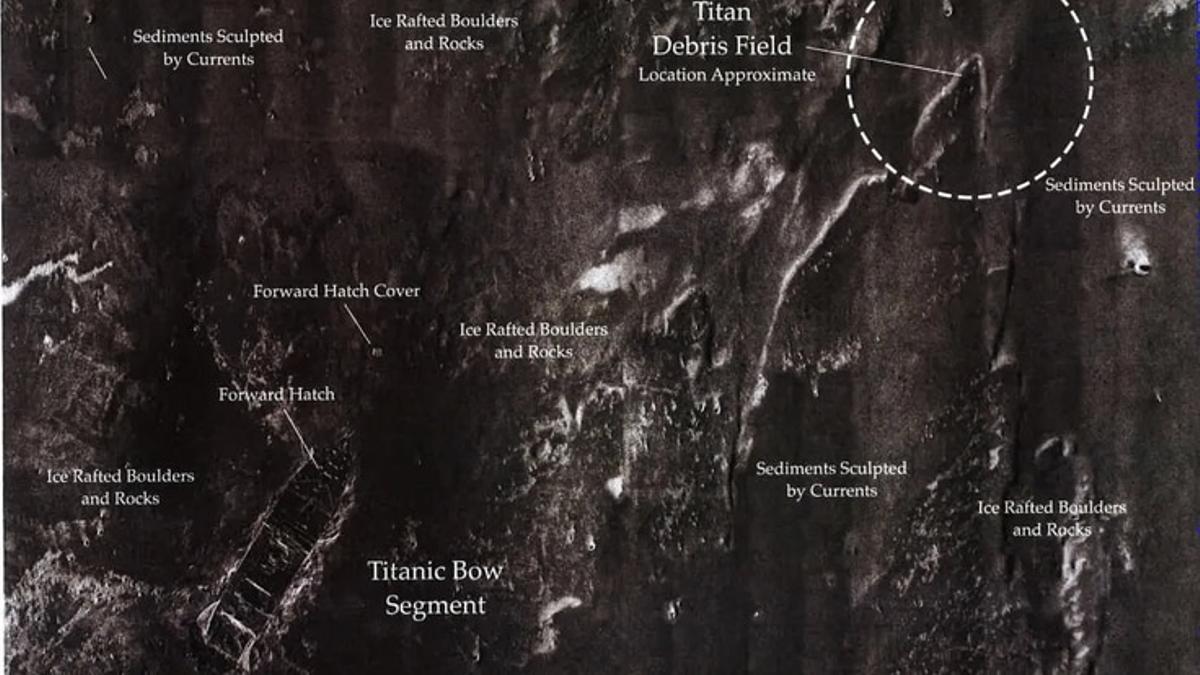 El mapa que mostra on són les restes del submergible Titan