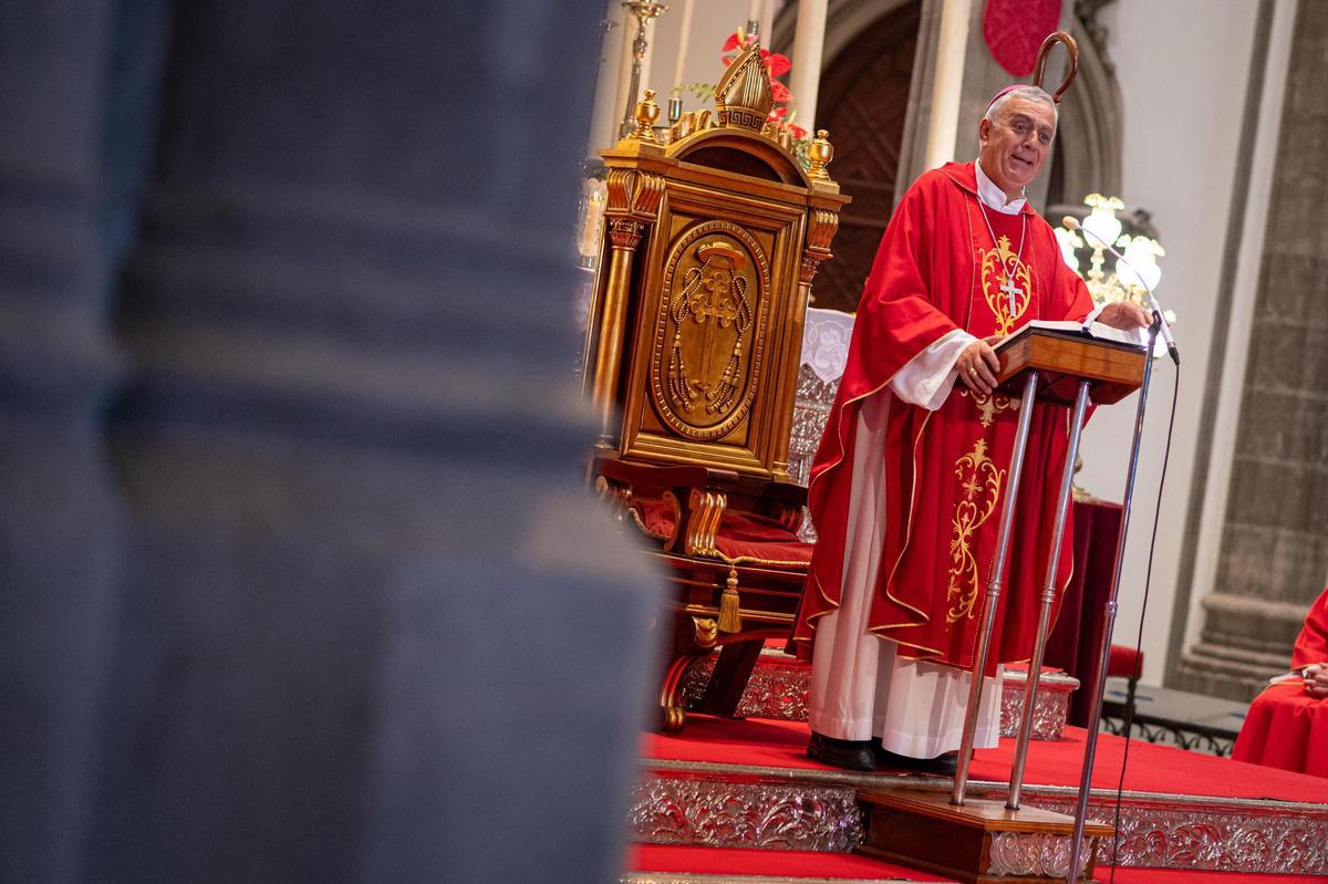 Bernardo Álvarez, el día del Cristo de La Laguna de 2024, su último acto oficial como obispo de Tenerife.