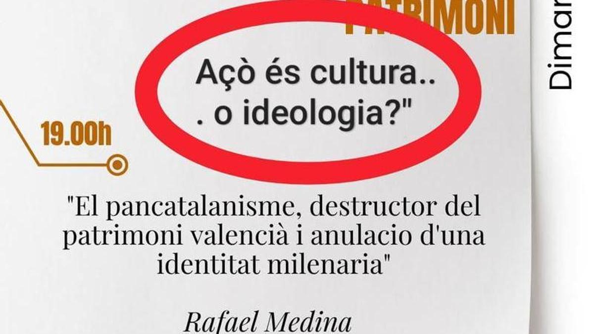 El anuncio de la conferencia publicado en las redes sociales del ayuntamiento.