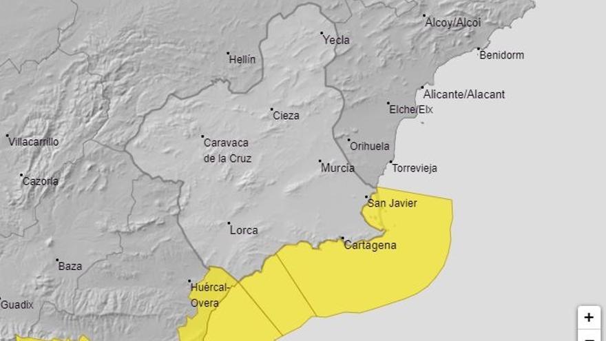 Aviso amarillo por fuertes vientos y olas de tres metros en todo el litoral de la Región