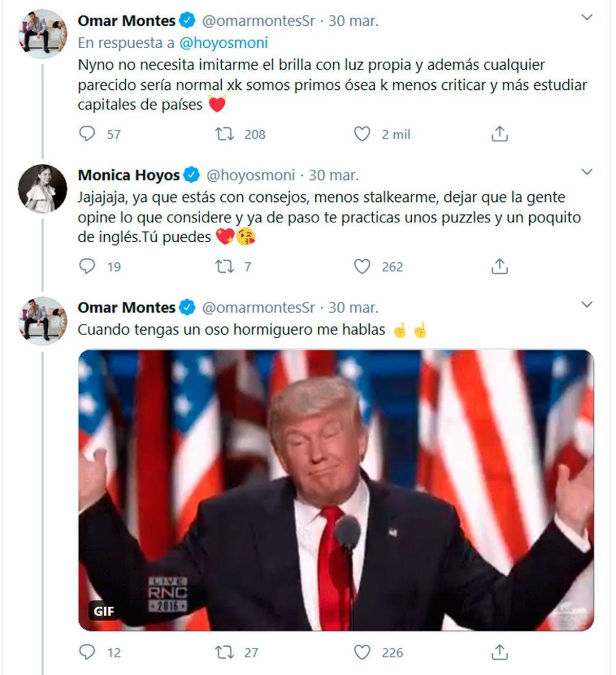 El zasca de Omar a Mónica hoyos en Twitter.