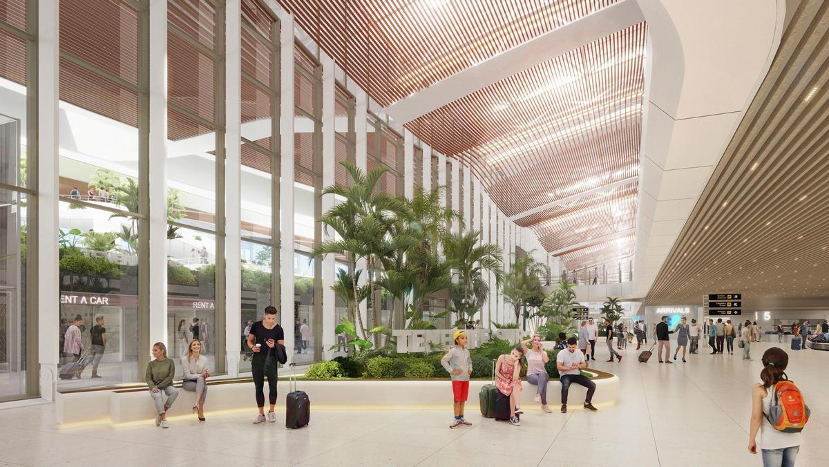 Así será el interior de la nueva terminal de pasajeros que construirá Aena en el aeropuerto de Tenerife Sur.