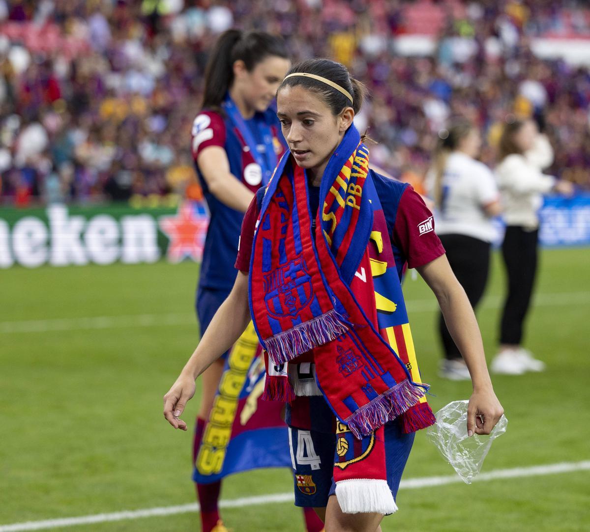 Aitana Bonmatí después de ganar la Champions en San Mamés.
