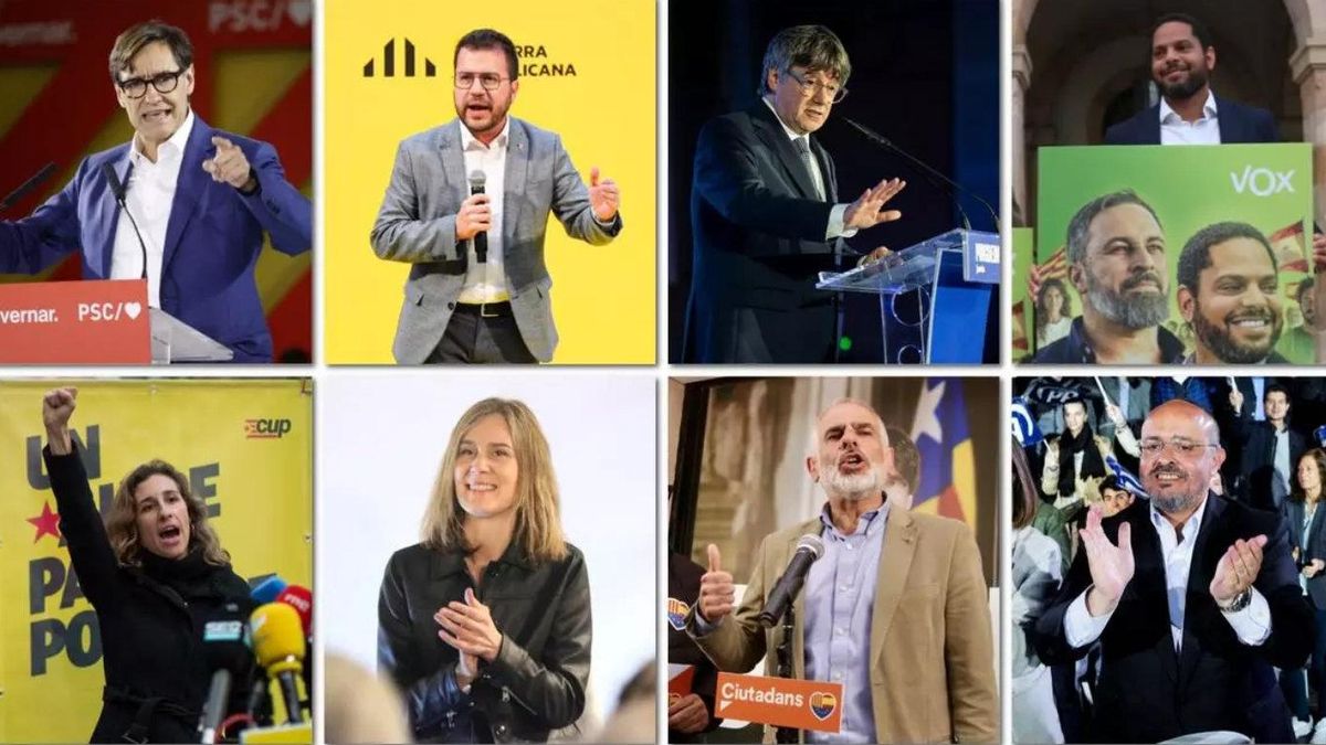 Salvador Illa, Pere Aragonès, Carles Puigdemont, Ignacio Garriga, Laia Estrada, Jéssica Albiach, Carlos Carrizosa y Alejandro Fernández los candidatos a la presidencia de la Generalitat en el inicio de campaña electoral.