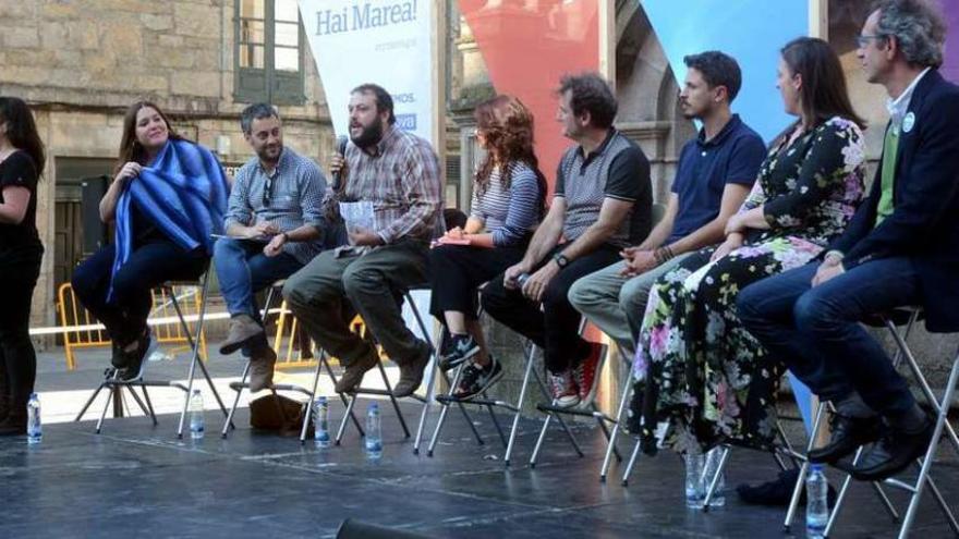 Acto central de En Marea, ayer, en Pontevedra.