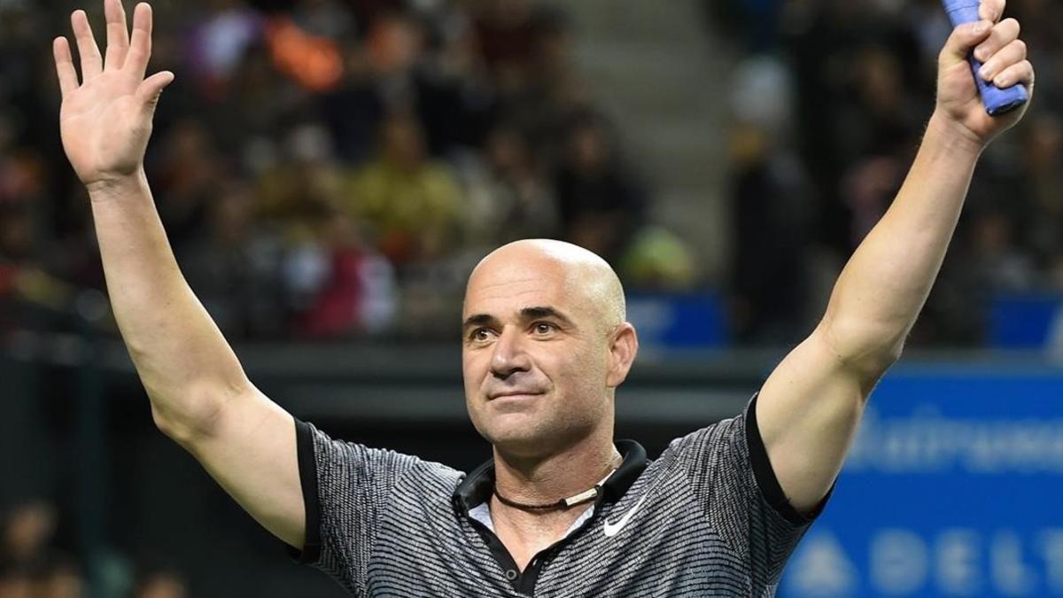 Andre Agassi, en una exhibición en el 2014.