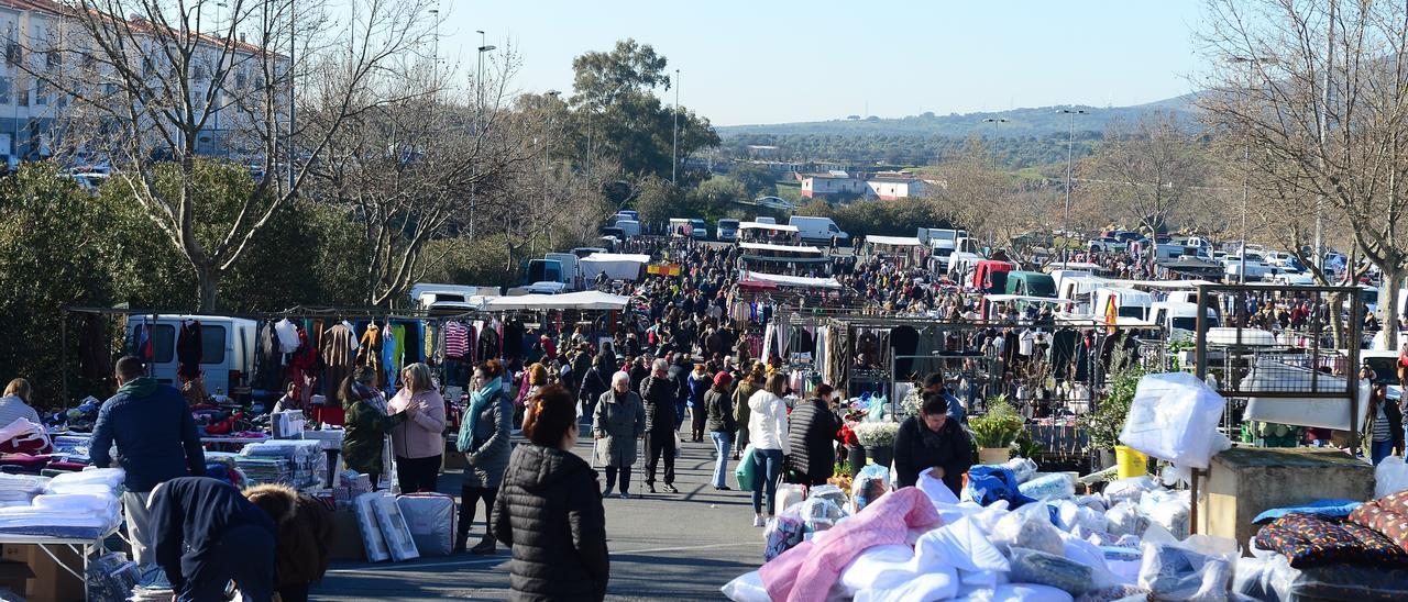 Mercadillo, en el ferial de Plasencia, que el PSOE pide trasladar ya.