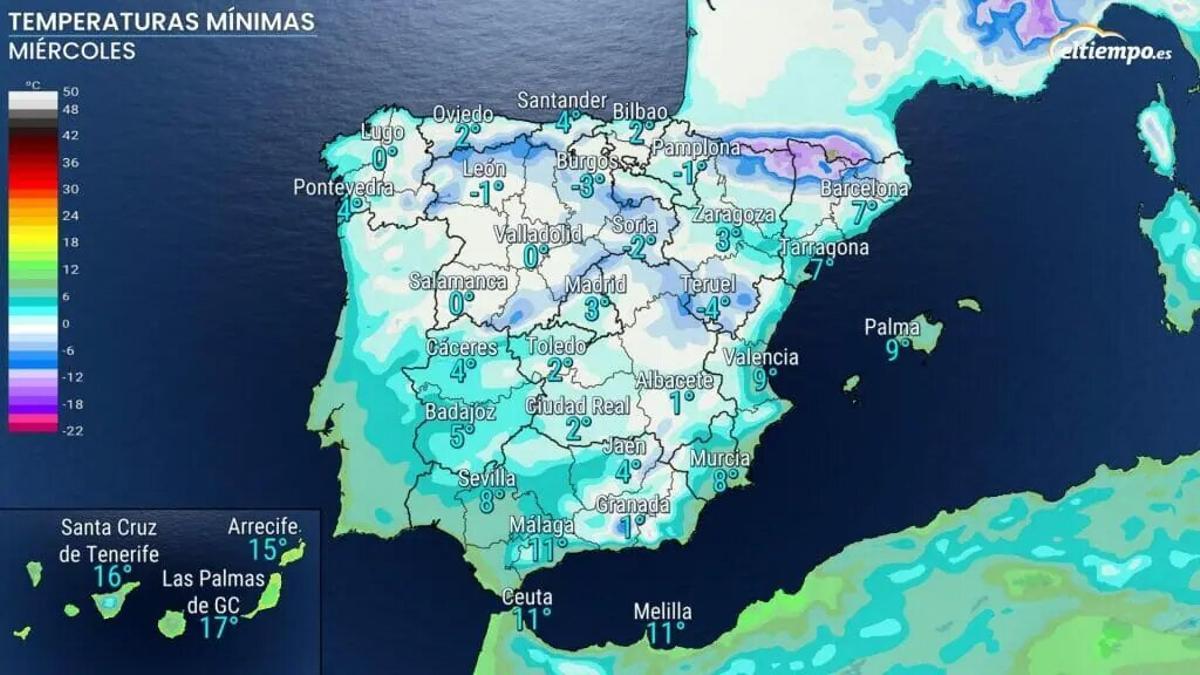 Importantes heladas a partir del miércoles 18 de enero.