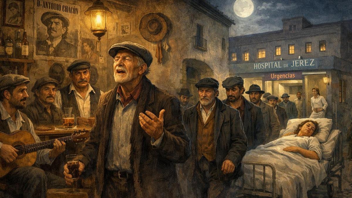 Un hombre, gitano como todos los que estaban en la taberna, cantaba por siguiriyas.