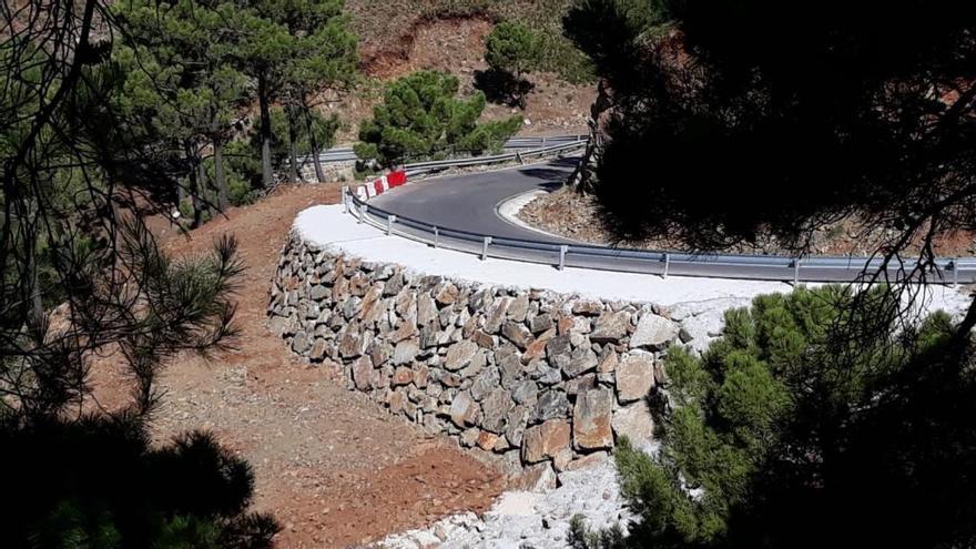 Carretera en la que la Diputación de Málaga ha realizado obras tras los temporales.