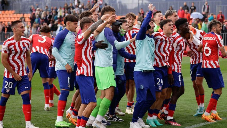 Los jugadores del Atlético de Madrid B celebran su pase a la finaldel play off. | PRENSA ATLÉTICO