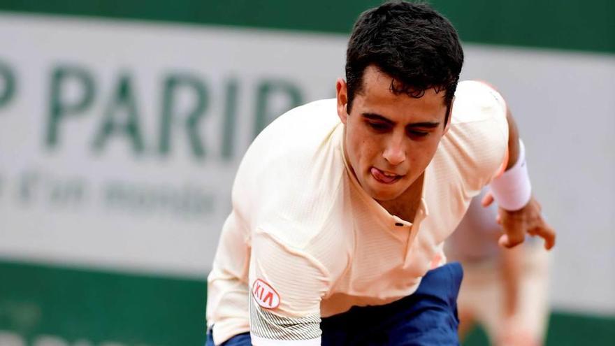 Jaume Munar, durante el partido de ayer frente a David Ferrer.