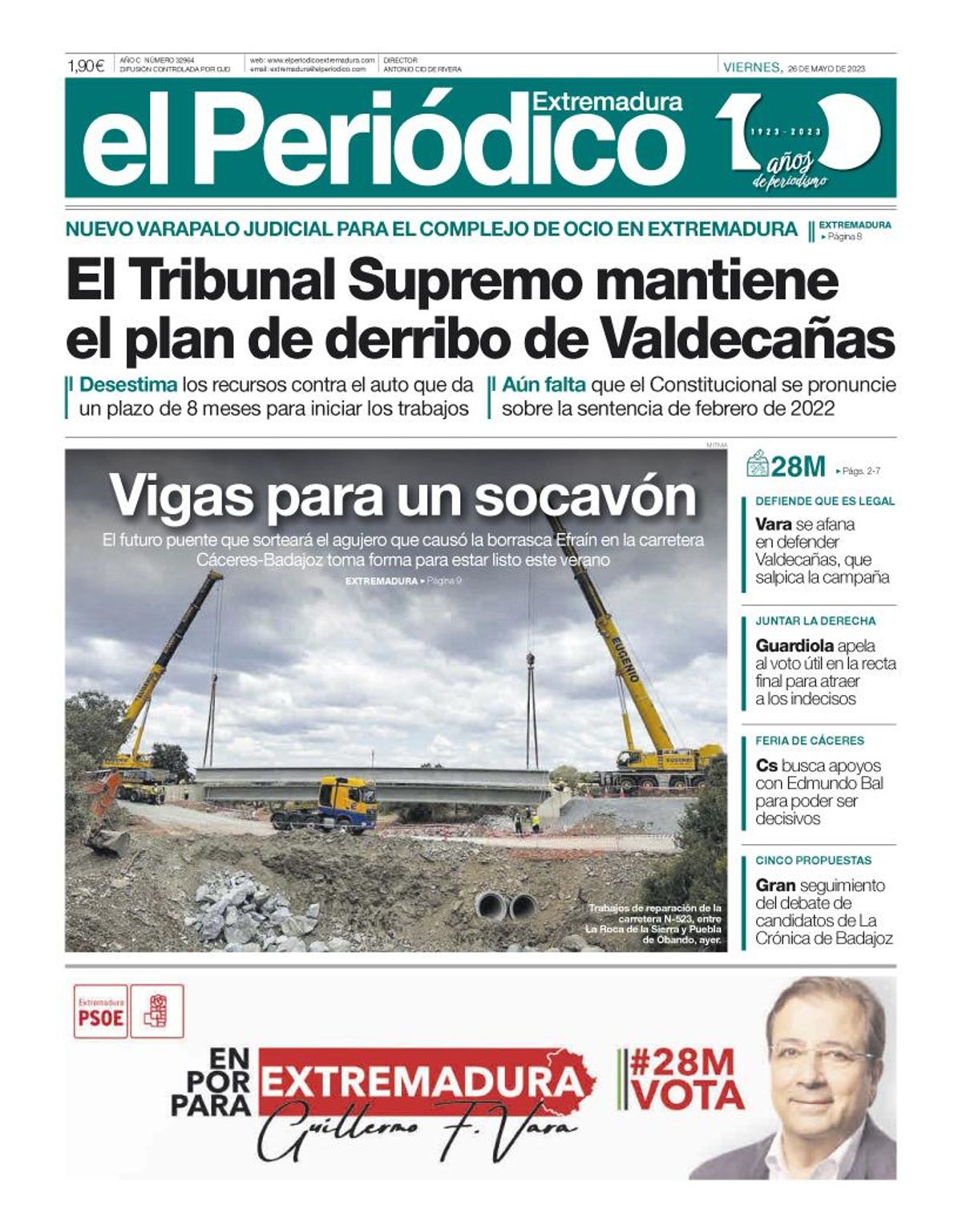 Consulta la portada correspondiente al día 26 de mayo de 2023