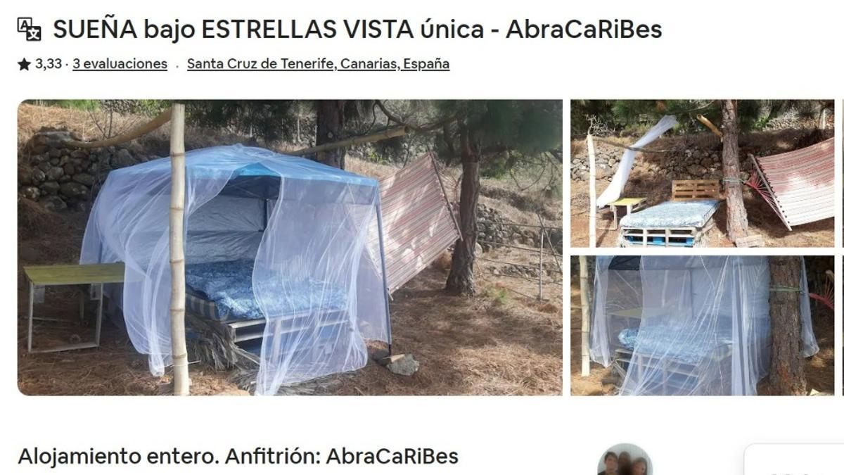 Anuncio de Airbnb del alojamiento 'AbraCaRiBes', en Tenerife.