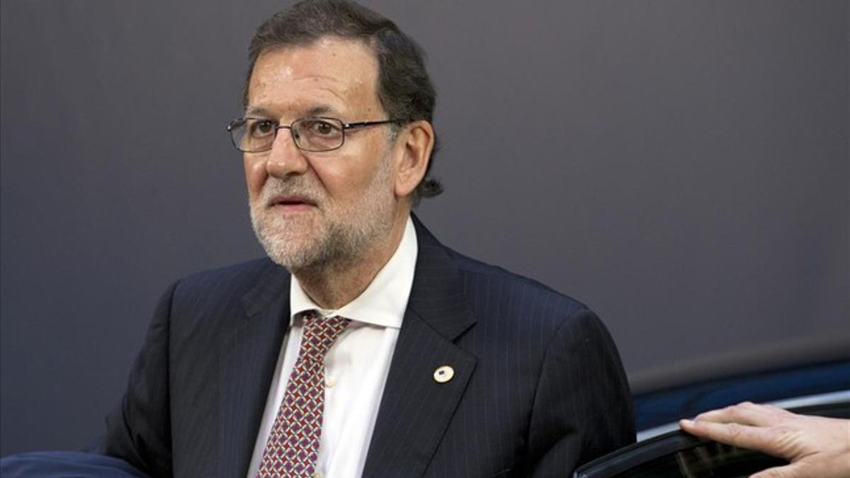 El presidente del Gobierno, Mariano Rajoy, a su llegada a Bruselas para participar en el Consejo Europeo.
