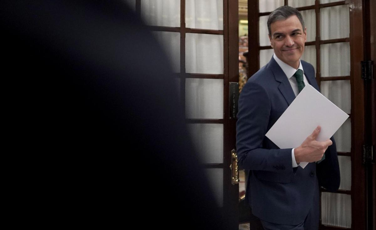El presidente del Gobierno, Pedro Sánchez, durante la sesión control al Gobierno en el Congreso de los Diputados este miércoles.